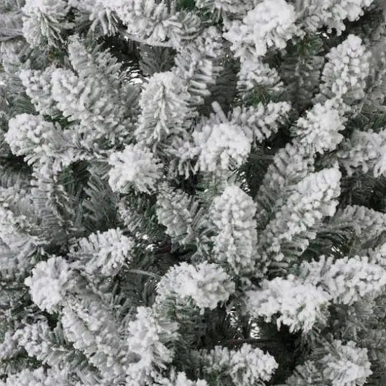 11ft. Pre-Lit Flocked Fir Slim Artificial Christmas Tree, Warm White LED Lights {6}