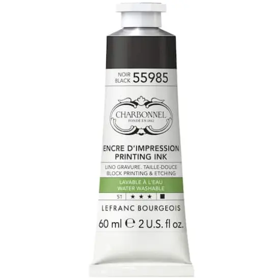 Charbonnel Printing Ink, 60mL Black 55985 {1}