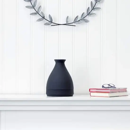 10" Black Matte Cone Stone Vase {5}