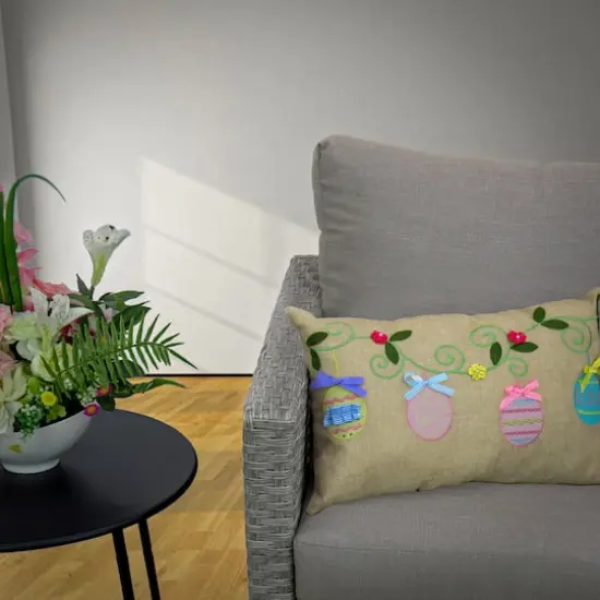 18'' x 10'' Decorated Eggs Easter Pillow {3}