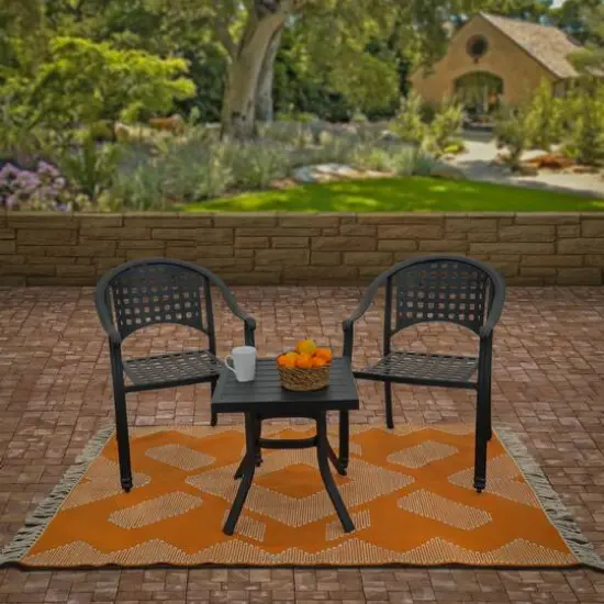 National Outdoor Living® Geometric Hand Woven Outdoor Rug Orange {3}
