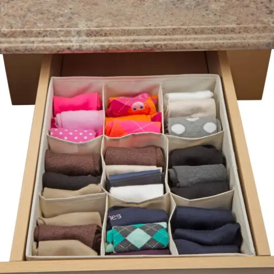 Simplify Faux Jute Medium Square Compartment Drawer Organizer, 2ct. {6}