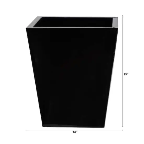 15" Black Classic Square Metal Planter {3}