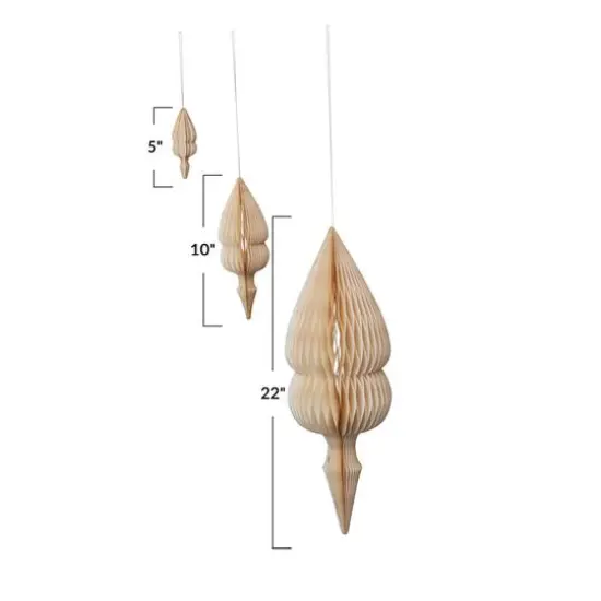 Hello Honey&reg; Cream Honeycomb Finial Paper Ornament Set {7}