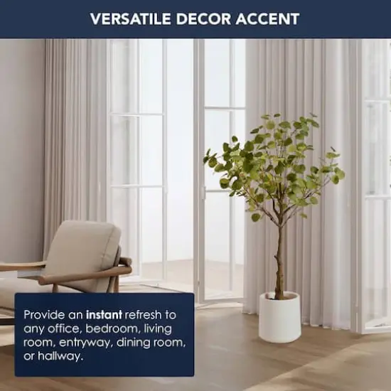 American Art Decor 4ft. Realistic Artificial Eucalyptus Tree in White Pot {4}