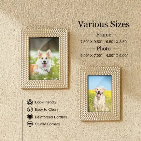 Glitzhome&reg; Modern Gold Tabletop Picture Frame Set {7}