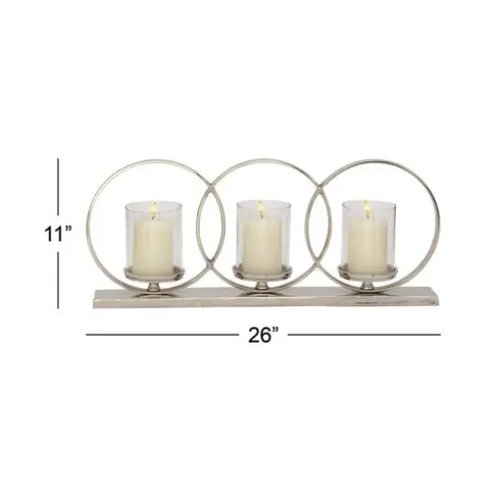 26'' Silver Aluminum Contemporary Candle Holder {5}