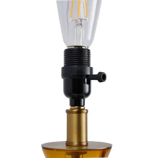 Hello Honey&reg; 26.5" Amber Mid Century Glass Table Lamp with Fabric Shade {5}