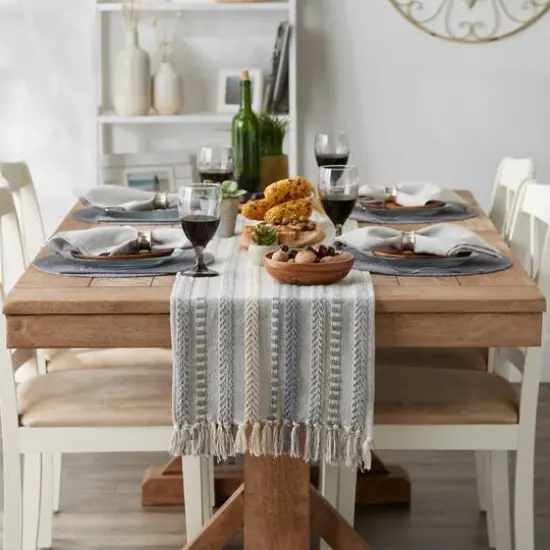 DII&reg; 72" Braided Stripe Table Runner Cool Gray {6}