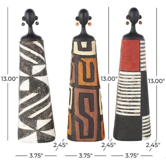 13" Red, Orange & White African Decorative Sculpture with Dresswear Set {8}
