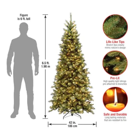 6.5ft. Pre-Lit Tiffany Fir Slim Tree, Clear Lights {6}