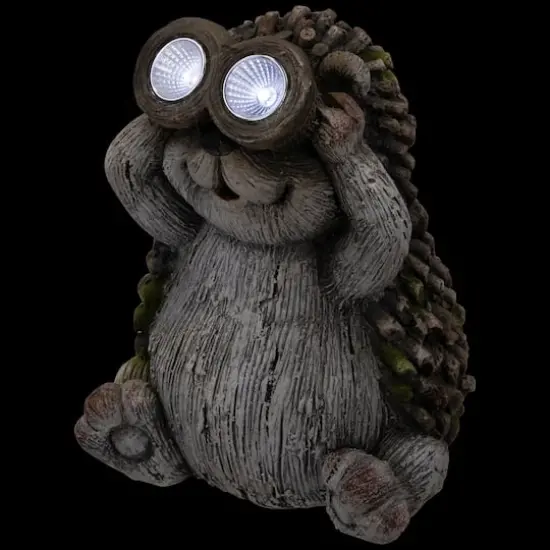 11.5" Hedgehog with Binoculars Outdoor Solar Lighted Garden Statue  {5}