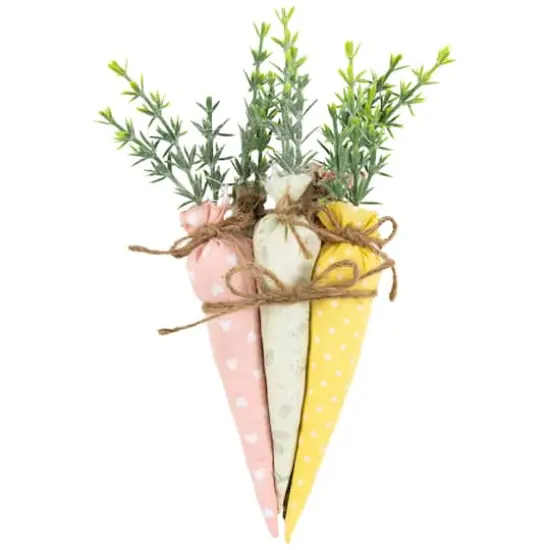 9" Mixed Fabric Carrot Easter Decorations Set {1}