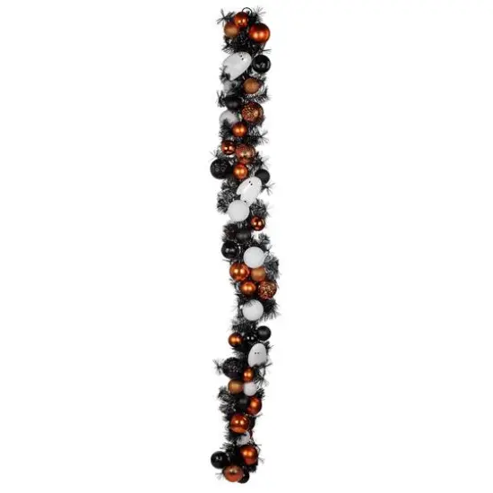 6ft. Orange, Black & White Ghost & Ornament Garland by Ashland&reg; {1}