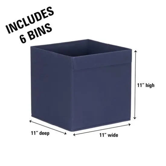 Household Essentials 11" Storage Cubes with Lip Handles, 6ct. Navy {4}