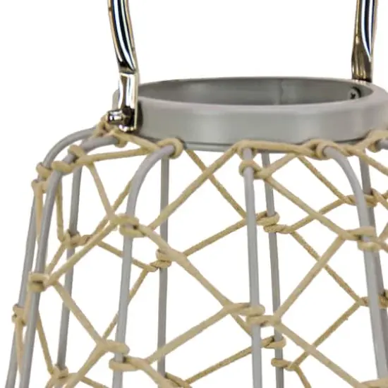 Glacier Gray Candle Lantern with Rope Weave {5}