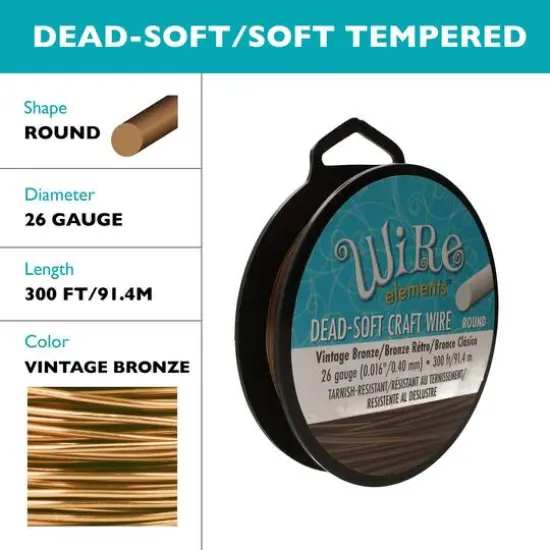 The Beadsmith&reg; Wire Elements&trade; 26 Gauge Tarnish Resistant Soft Temper Wire, 300ft. Vintage Bronze {6}
