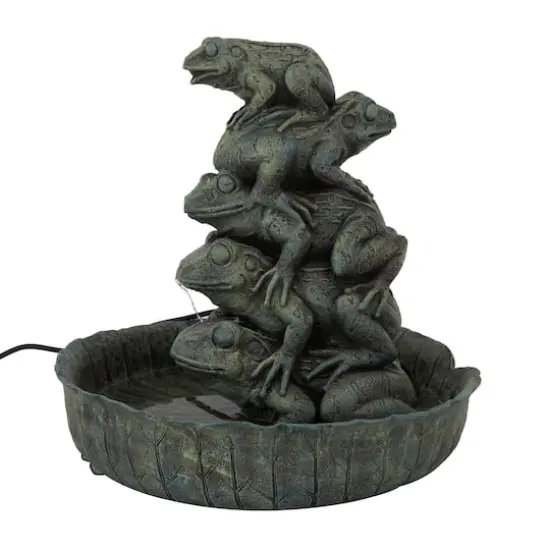 Green Resin Rustic Fountain, 19" x 20" x 19" {3}