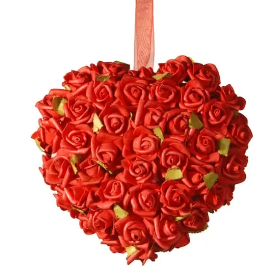 7" Red Rose Hanging Heart {1}
