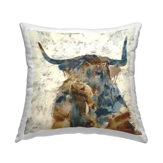 Stupell Industries Abstract Farmhouse Longhorn Highland Cattle Animal Throw Pillow, 18" x 18" {1}