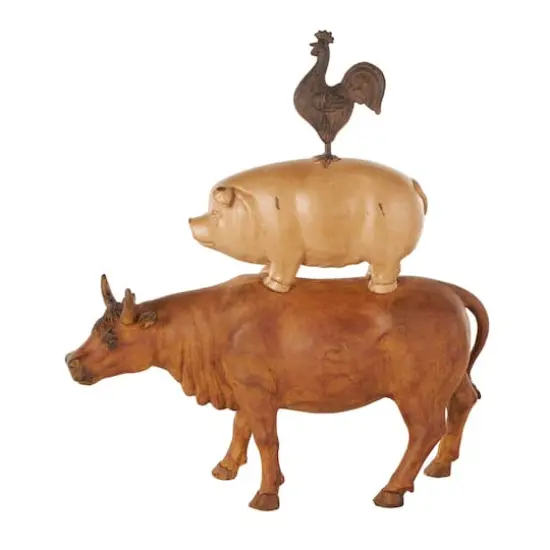 17" Multicolor Farm Animals Stacked Sculpture {3}