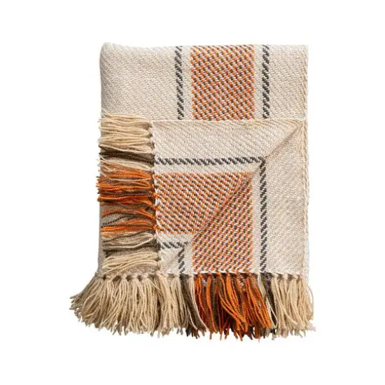Hello Honey&reg; Multicolor Hand-Woven Reclaimed Fabric Throw with Fringe {6}
