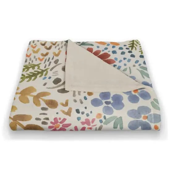Bright Multi Floral 50" x 60" Coral Fleece Blanket {3}
