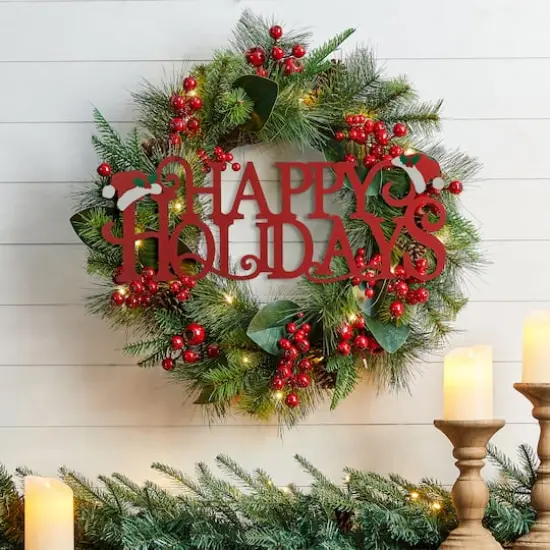 Glitzhome&reg; 24'' HAPPY HOLIDAYS Metal Christmas Wall D&eacute;cor {3}
