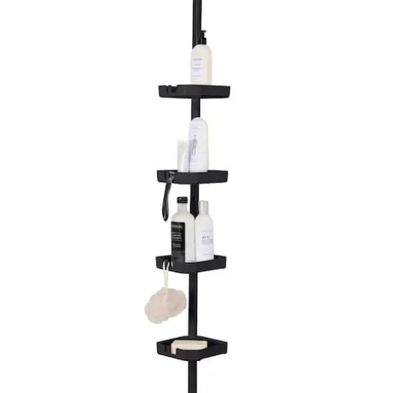 Bath Bliss 4-Tier Tension Corner Shower Organizer Caddy Matte Black {4}