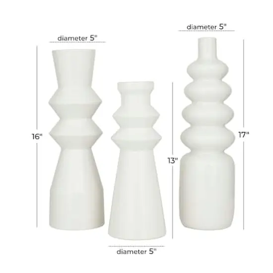 White Stoneware Contemporary Vase, Set of 3" 16",17" {8}