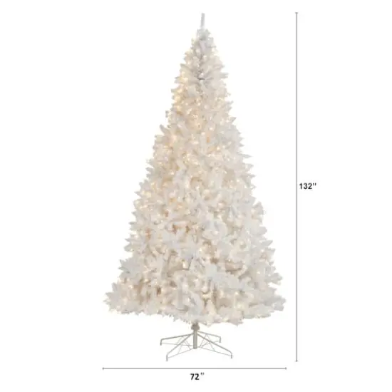 11ft. Pre-Lit White Artificial Christmas Tree, White LED Lights {5}