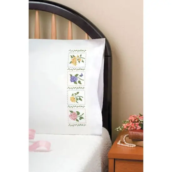 Tobin Flower Patch Stamped For Embroidery Pillowcase Set {1}