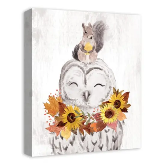 Owl & Squirrel Canvas Wall Art {5}