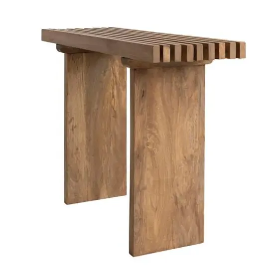 Hello Honey® 44" Natural Scandinavian Slatted Wood Console Table {6}