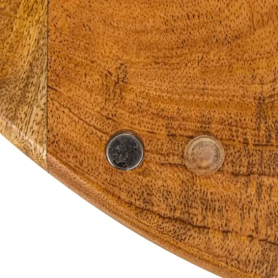 Hello Honey&reg; 26" Natural & Gold Round Mango Wood Folding Cheese & Serving Board {7}