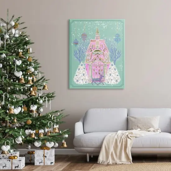 Stupell Industries Pastel Holiday Snowy Architecture Canvas Wall Art {3}