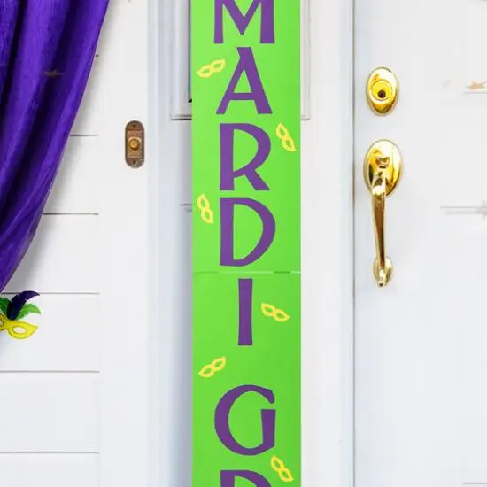 Glitzhome&reg; 60" Mardi Gras Wooden Porch Sign {5}