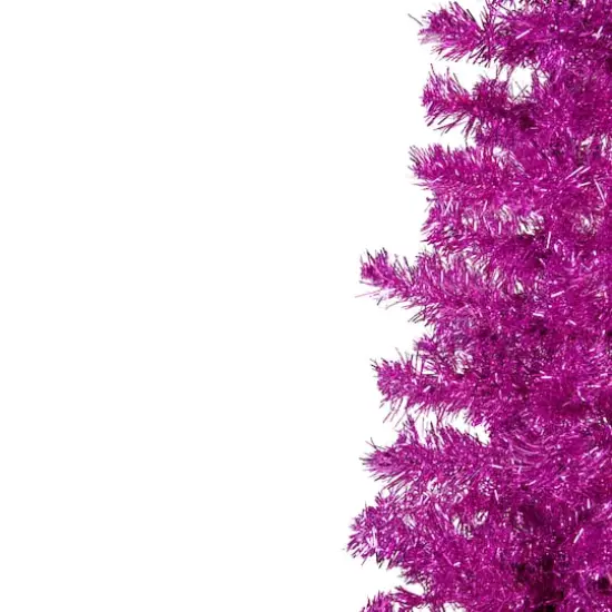 4ft. Unlit Pink Tinsel Artificial Christmas Tree {5}