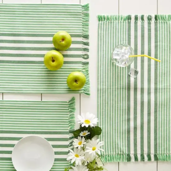 DII&reg; Grass Green Stripes With Fringe Placemats, 6ct. {3}