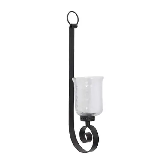 Black Iron Traditional Candle Wall Sconce, 31" x 9" x 7" {3}