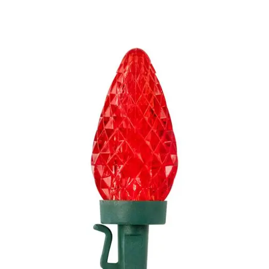 100ct. Faceted LED C9 Christmas String Lights Red/Pure White {9}
