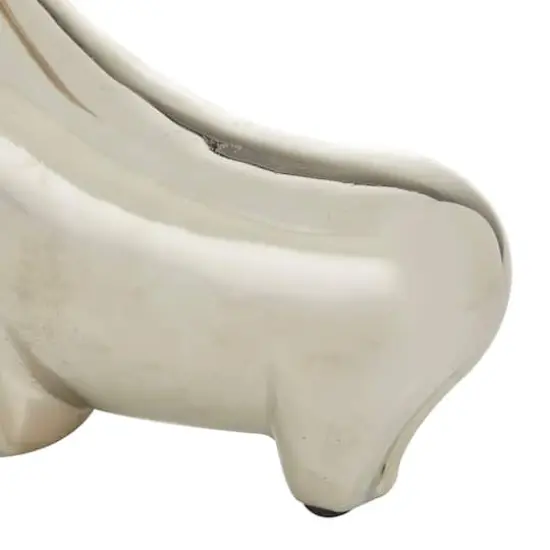Silver Aluminum Contemporary Bulls Sculpture, Set of 2" 11", 8" {5}