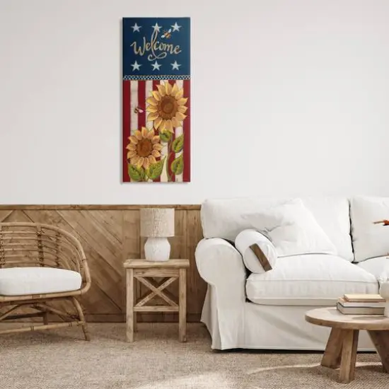 Stupell Industries Americana Welcome Country Sunflowers Canvas Wall Art {3}