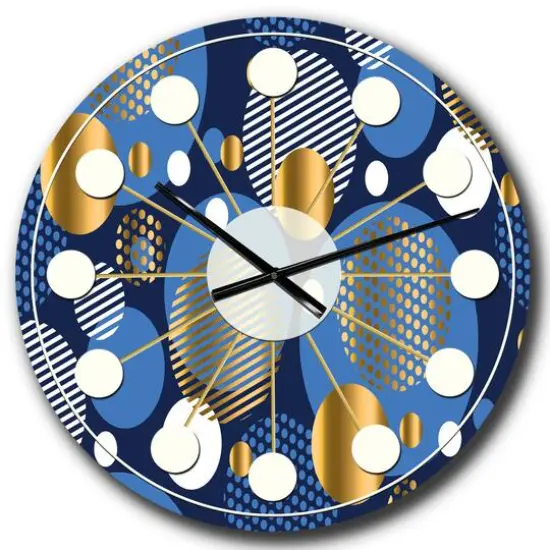 Designart Circular Abstract Retro Geometric XI Mid-Century Modern Wall Clock {1}