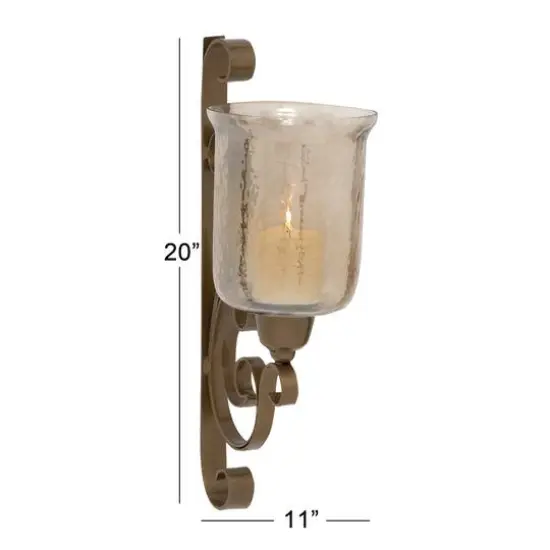 Brown Iron Traditional Candle Wall Sconce, 20" x 11" x 7" {8}