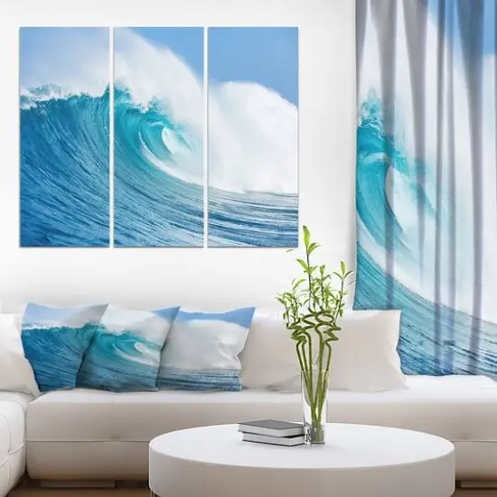 Designart - Blue Ocean Wave - Sea & Shore Photography on Wrapped Canvas set {3}