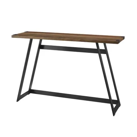 Walker Edison Reclaimed Barnwood Faux Wrap Modern Industrial Entry Table {1}