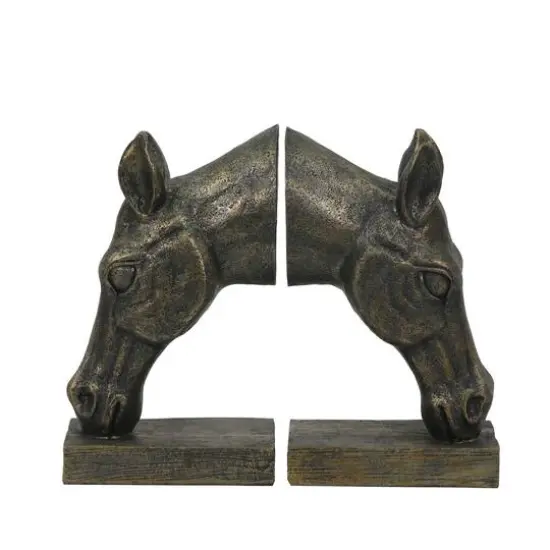 7.75" Antique Brass Horse Bookend Set by Ashland&reg; {1}