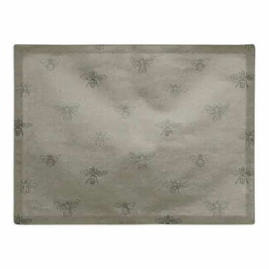 Delicate Bee Pattern Cotton Twill Placemat Green {1}