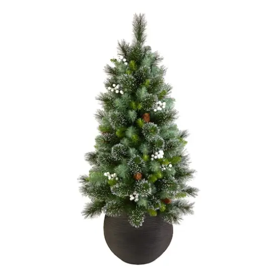 4ft. Pre-Lit Spruce Glittery Crestwood&reg; Artificial Potted Christmas Tree, Clear Lights {5}